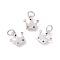 Brass Micro Pave Cubic Zirconia Charms, Crown, Colorful, Platinum, 12.5x13x1.5mm, Hole: 4mm