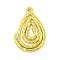 304 Stainless Steel Pendants, Real 18K Gold Plated, Teardrop, 28.5x19x1.5mm, Hole: 1.6mm