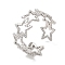 Non-Tarnish 304 Stainless Steel Cuff Finger Rings, Hollow Star Open Rings for Women, Stainless Steel Color, Inner Diameter: 18mm
