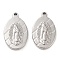 Non-Tarnish 304 Stainless Steel Pendants, Oval with Saint Charm, Stainless Steel Color, 23x14x2.8mm, Hole: 1.4mm