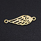 201 Stainless Steel Links connectors, Feather, Hollow, Golden, 22x7x1mm, Hole: 1.5mm