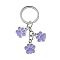 Alloy Enamel Keychains, with Alloy Split Key Rings, Dog Paw Prints, Dark Violet, 7.1cm