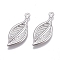 Tarnish Resistant 304 Stainless Steel Pendants, Leaf, Stainless Steel Color, 19x8x0.6mm, Hole: 1mm