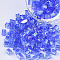 6/0 Glass Seed Beads, Transparent Colours Rainbow, Square Hole, Cube, Light Sky Blue, 6/0, 3~5x3~4x3~4mm, Hole: 1.2~1.4mm, about 4500pcs/bag
