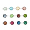 Brass Glass Links Connectors, Long-Lasting Plated, Lead Free & Nickel Free & Cadmium Free, Faceted, Flat Round, Real Platinum Plated, Mixed Color, 16.5x11x5mm, Hole: 1.4mm