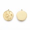Ion Plating(IP) 304 Stainless Steel Pendant Rhinestone Settings, Flat Round with Sun, Real 14K Gold Plated, Fit for 1mm Rhinestone, 17x15x3mm, Hole: 1mm