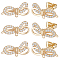 5 Pairs Rack Plating Brass Micro Pave Cubic Zirconia Earring Findings, with Horizontal Loops, Cadmium Free & Lead Free, Bowknot, with 10Pcs Friction Ear Nuts, Real 14K Gold Plated, 9x17.5x3.5mm, Hole: 1mm, Pin: 0.8mm