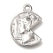 Brass Pendants, Cadmium Free & Nickel Free & Lead Free, Portrait Queen Charms, Real Platinum Plated, 19x14x2mm, Hole: 1.8mm