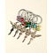 Crackle Glass Keychain, with Tibetan Style Pendants and Alloy Keychain Findings, Mixed Color, 105mm