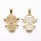 Brass Micro Pave Cubic Zirconia Pendants, Girl, Golden, 24x19x2.5mm, Hole: 3.5x4.5mm