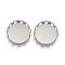 Tarnish Resistant 304 Stainless Steel Cabochon Settings, Lace Edge Bezel Cups, Flat Round, Stainless Steel Color, Tray: 10mm, 11x3mm