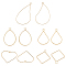 48Pcs 6 Style Brass Pendants, Nickel Free, Heart & Teardrop & Rhombus, Real 18K Gold Plated, 8pcs/style