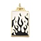 Brass Micro Pave Cubic Zirconia Pendant with Enamel, Cadmium Free & Nickel Free & Lead Free, Rectangle, Black, 45.5x25.5x2.5mm, Hole: 4.5mm