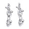 Brass Fold Over Clasps, Cadmium Free & Nickel Free & Lead Free, Bowknot, Platinum, 36mm long, Bowknot: 18x8x6mm, Hole: 5x3.5mm, Jump Ring: 5x1mm, Inner Diameter: 3mm, Bowknot: 21x11x4mm, Hole: 1mm