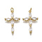 Brass Micro  Pave Clear Cubic Zirconia Pendants, with Jump Ring, Nickel Free, Cross, Real 18K Gold Plated, 27x16.5x4.5mm, Hole: 3mm