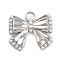 Brass Pendants, Bowknot Charm, with ABS Imitation Pearl & Loop, Rack Plating, Long-Lasting Plated, Cadmium Free & Lead Free, Platinum, 17x18x5mm, Hole: 2.5mm