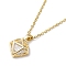 Brass with Glass Pendant Necklaces, Diamond, Light Gold, 15.83 inch(402mm)