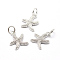 Brass Micro Pave Grade AAA Cubic Zirconia Pendants, Starfish/Sea Stars, Lead Free & Nickel Free & Cadmium Free, Real Platinum Plated, 13x10.5x2mm, Hole: 3.5mm