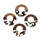 Epoxy Resin & Walnut Wood Pendants, with Dried Flower, Flat Round, Coconut Brown, 37.5x38x3mm, Hole: 2mm