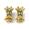 Brass Micro Pave Cubic Zirconia Screw Clasps, Cadmium Free & Nickel Free & Lead Free, Crown, Real 18K Gold Plated, 15x10mm, Pin: 0.7mm