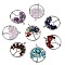 8Pcs 8 Style Mixed Gemstone Pendants, with Platinum Brass Findings, Flat Round with Tree of Life, 29x5mm, Hole: 4.5mm, 1pc/style