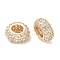 Brass Micro Pave Cubic Zirconia European Beads, Rondelle, Long-Lasting Plated, Golden, 10x4.5mm, Hole: 4.6mm