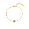 Oval Cubic Zirconia Link Bracelets, with Golden Stainless Steel Cable Chains, Green, 6-1/4 inch(16cm)