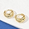 Hollow Triangle Brass Micro Pave Clear Cubic Zirconia Hoop Earring, Long-Lasting Plated, Cadmium Free & Lead Free, Rack Plating, Real 18K Gold Plated, 17.5x9x16mm