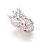 Brass Micro Pave Cubic Zirconia Beads, Cadmium Free & Lead Free, Random Color Cubic Zirconia Eye, Dragon, Platinum, 21.5x13x10mm, Hole: 1.8mm