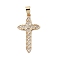 Brass Micro Micro Pave Clear Cubic Zirconia Pendants, Cadmium Free & Nickel Free & Lead Free, Cross, Real 18K Gold Plated, 31.5x18x3mm, Hole: 6x3.5mm