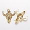 Brass Micro Pave Cubic Zirconia Pendants, Cattle Skull, Nickel Free & Lead Free, Golden, 27mm, Hole: 3.5x4mm