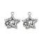 Brass Micro Pave Clear Cubic Zirconia Charms, Cadmium Free & Nickel Free & Lead Free, Star & Flower, Real Platinum Plated, 13.5x12x3mm, Hole: 1.2mm
