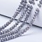 Electroplate Glass Beads Strands, Opaque Solid Color, AB Color Plated, Faceted, Rondelle, Dark Gray, 2.9~3.3x2mm, Hole: 0.8mm, about 144~150pcs/strand, 35~37cm