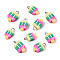 Handmade Polymer Clay Charms, with Platinum Tone Iron Findings, Ice Cream, Rainbow Color, 14~15x8~9.5x4mm, Hole: 1.8mm