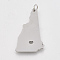 Tarnish Resistant 201 Stainless Steel Pendants, Map of New Hampshire, Stainless Steel Color, 32x19x1mm, Hole: 3mm