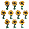 Sunflower Rhinestone Appliques, Costume Accessories, Sewing Craft Decoration, Gold, 73x43x6mm