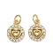 Brass Micro Pave Cubic Zirconia Pendants, Heart Charms, with Jump Ring, Real 16K Gold Plated, 12x9.5x2mm, Hole: 3.5mm