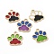 Alloy Enamel Pendants, Dog Paw Print Charm, Light Gold, 17x16x1mm, Hole: 1.8mm