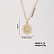 Elegan Brass Micro Pave Cubic Zirconia Oval with Star Pendant Necklace for Women, Golden, 15.75 inch(400mm)