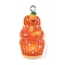 Halloween Themes Opaque Resin Pendants, with Platinum Iron Loops, Pumpkin, 35x16.5x9.5mm, Hole: 2mm