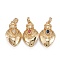 Brass Micro Pave Cubic Zirconia  Pendants, with Ring, Long-Lasting Plated, Lead Free & Cadmium Free, Teardrop, Real 18K Gold Plated, Mixed Color, 22.5x13x7mm, Ring: 6.5x5.5x2.5mm, 3x4mm Inner Diameter
