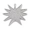 Rack Plating Brass Micro Pave Clear Cubic Zirconia Pendants, Long-Lasting Plated, Lead Free & Cadmium Free, Sun Charms, Platinum, 27.5x29.5x2mm, Hole: 1.2mm