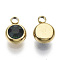 PVD Vacuum Plating 201 Stainless Steel Rhinestone Charms, Birthstone Charms, Flat Round, Real 18K Gold Plated, Emerald, 8.5x6x3mm, Hole: 1.5mm