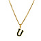 304 Stainless Steel Black Enamel Initial Pendant Twisted Chain Necklaces, Golden, Letter U, 15.75 inch(40cm)