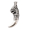 316 Surgical Stainless Steel Pendants, Tusk Charm, Antique Silver, Dragon, 42.5x20.5x11mm, Hole: 9x5mm.