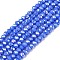 Electroplate Glass Beads Strands, Opaque Solid Color, AB Color Plated, Faceted, Rondelle, Royal Blue, 2.9~3.3x2mm, Hole: 0.8mm, about 144~150pcs/strand, 35~37cm