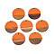 Resin & Wood Pendants, Flat Round, Dark Orange, 28.5x3.5~4mm, Hole: 1.5mm