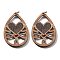 Poplar Wood Pendants, Teardrop Charms, with Jump Ring, Coconut Brown, 49.5x33.5x2.5mm, Hole: 5mm