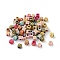 Opaque Acrylic Beads, Cube with Letter, Golden Metal Enlaced, Gold, 4.5x4.5x4.5mm, Hole: 2mm, about 5200pcs/500g