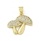 Brass Micro Pave Cubic Zirconia Pendants, Cadmium Free & Nickel Free & Lead Free, Real 18K Gold Plated, Mushroom, 18.5x19.5x3mm, Hole: 4.5x3.5mm